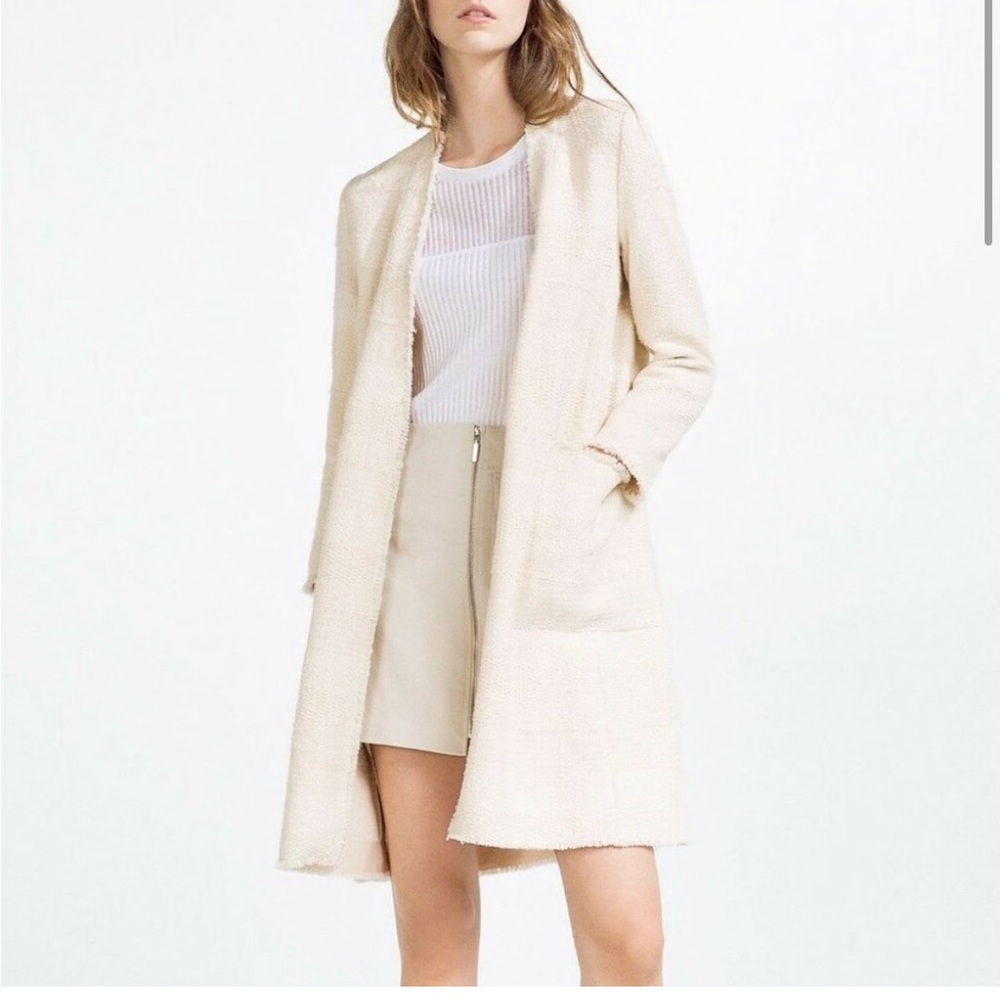 ZARA textured open front coat